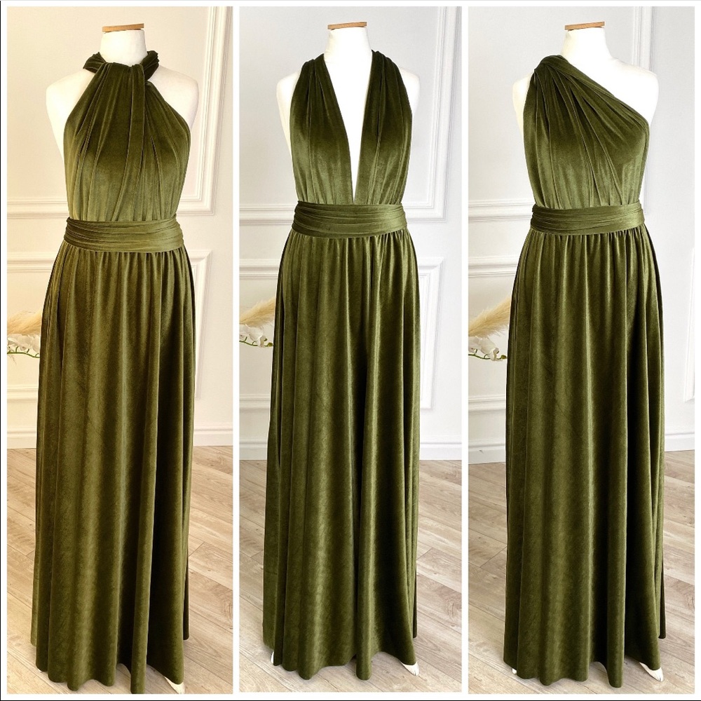 Velvet olive green dress